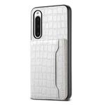 For Sony Xperia 10 V Crocodile Texture Card Bag Design Full Coverage Phone Case(White)