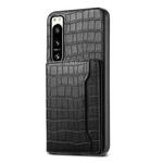 For Sony Xperia 5 IV Crocodile Texture Card Bag Design Full Coverage Phone Case(Black)