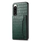 For Sony Xperia 5 IV Crocodile Texture Card Bag Design Full Coverage Phone Case(Green)