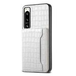 For Sony Xperia 5 IV Crocodile Texture Card Bag Design Full Coverage Phone Case(White)