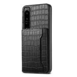 For Sony Xperia 1 IV Crocodile Texture Card Bag Design Full Coverage Phone Case(Black)