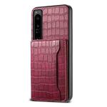 For Sony Xperia 1 IV Crocodile Texture Card Bag Design Full Coverage Phone Case(Red)