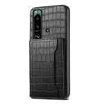 For Sony Xperia 5 III Crocodile Texture Card Bag Design Full Coverage Phone Case(Black)