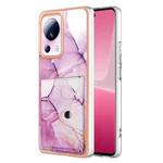 For Xiaomi 13 Lite 5G Marble Pattern IMD Card Slot Phone Case(Pink Purple Gold)