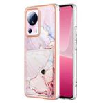 For Xiaomi 13 Lite 5G Marble Pattern IMD Card Slot Phone Case(Rose Gold)