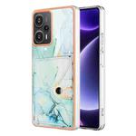 For Xiaomi Poco F5 5G / Redmi Note 12 Turbo Marble Pattern IMD Card Slot Phone Case(Green)