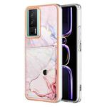 For Xiaomi Poco F5 Pro 5G / Redmi K60 Marble Pattern IMD Card Slot Phone Case(Rose Gold)