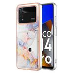 For Xiaomi Poco M4 Pro 4G Marble Pattern IMD Card Slot Phone Case(Galaxy Marble White)