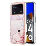 For Xiaomi Poco M4 Pro 4G Marble Pattern IMD Card Slot Phone Case(Rose Gold)