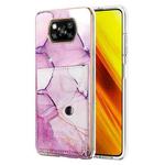 For Xiaomi Poco X3 NFC Marble Pattern IMD Card Slot Phone Case(Pink Purple Gold)