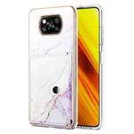 For Xiaomi Poco X3 NFC Marble Pattern IMD Card Slot Phone Case(White Purple)