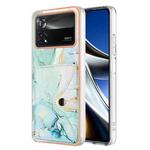 For Xiaomi Poco X4 Pro 5G Marble Pattern IMD Card Slot Phone Case(Green)