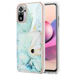 For Xiaomi Redmi Note 10s Marble Pattern IMD Card Slot Phone Case(Green)