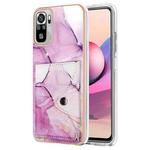 For Xiaomi Redmi Note 10 4G Marble Pattern IMD Card Slot Phone Case(Pink Purple Gold)