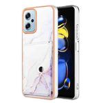 For Xiaomi Redmi Note 11T Pro Marble Pattern IMD Card Slot Phone Case(White Purple)