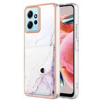 For Xiaomi Redmi Note 12 4G Marble Pattern IMD Card Slot Phone Case(White Purple)