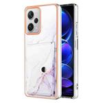 For Xiaomi Redmi Note 12 Pro+ Marble Pattern IMD Card Slot Phone Case(White Purple)