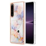 For Sony Xperia 1 IV Marble Pattern IMD Card Slot Phone Case(Galaxy Marble White)