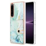 For Sony Xperia 1 IV Marble Pattern IMD Card Slot Phone Case(Green)