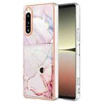 For Sony Xperia 5 IV Marble Pattern IMD Card Slot Phone Case(Rose Gold)