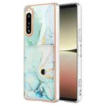 For Sony Xperia 5 IV Marble Pattern IMD Card Slot Phone Case(Green)