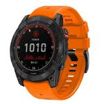 For Garmin Fenix 7 Pro 22mm Solid Color Steel Buckle Silicone Quick Release Watch Band(Orange)