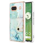 For Google Pixel 7a Marble Pattern IMD Card Slot Phone Case(Green)