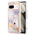 For Google Pixel 8 Marble Pattern IMD Card Slot Phone Case(Galaxy Marble White)