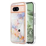 For Google Pixel 8a Marble Pattern IMD Card Slot Phone Case(Galaxy Marble White)