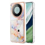 For Huawei Mate 60 Pro Marble Pattern IMD Card Slot Phone Case(Galaxy Marble White)