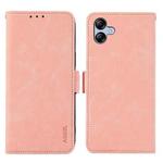 For Samsung Galaxy A05 4G ABEEL Frosted Magnetic RFID Leather Phone Case(Pink)