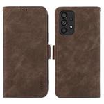 For Samsung Galaxy A53 5G ABEEL Frosted Magnetic RFID Leather Phone Case(Brown)