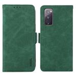 For Samsung Galaxy S20 FE ABEEL Frosted Magnetic RFID Leather Phone Case(Green)