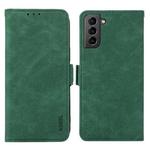 For Samsung Galaxy S21+ 5G ABEEL Frosted Magnetic RFID Leather Phone Case(Green)