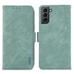 For Samsung Galaxy S21+ 5G ABEEL Frosted Magnetic RFID Leather Phone Case(Cyan)