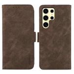 For Samsung Galaxy S21 Ultra 5G ABEEL Frosted Magnetic RFID Leather Phone Case(Brown)