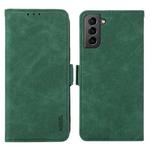 For Samsung Galaxy S21 5G ABEEL Frosted Magnetic RFID Leather Phone Case(Green)