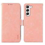 For Samsung Galaxy S22+ 5G ABEEL Frosted Magnetic RFID Leather Phone Case(Pink)