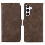 For Samsung Galaxy S24 5G ABEEL Frosted Magnetic RFID Leather Phone Case(Brown)