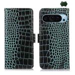 For Google Pixel 9 Crocodile Top Layer Cowhide Leather Phone Case(Green)