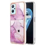 For Realme 9i / OPPO A36 Marble Pattern IMD Card Slot Phone Case(Pink Purple Gold)