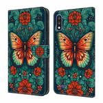 For LG K22/K22 + Crystal Painted Leather Phone case(Flower Butterfly)