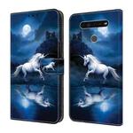 For LG K41S/K51S Crystal Painted Leather Phone case(White Horse)