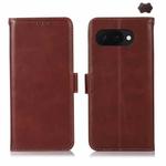 For Google Pixel 9a Crazy Horse Top Layer Cowhide Leather Phone Case(Brown)