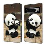 For Google Pixel 7 5G Crystal Painted Leather Phone case(Panda)