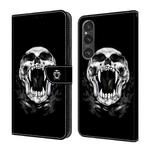 For Sony Xperia 1 V Crystal Painted Leather Phone case(Skull)