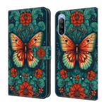 For Sony Xperia 10 III Crystal Painted Leather Phone case(Flower Butterfly)