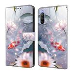 For Sony Xperia 10 III Crystal Painted Leather Phone case(Koi)