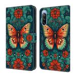 For Sony Xperia 10 V Crystal Painted Leather Phone case(Flower Butterfly)