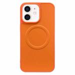 For iPhone 12 2 in 1 MagSafe Magnetic Silicone Leather Phone Case(Orange)
